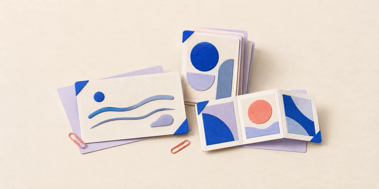 Text, carousel, and photo-album cards with different proportions